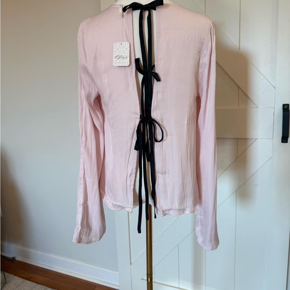 Free People NWT Arabella Light Pink Open-Back Blouse